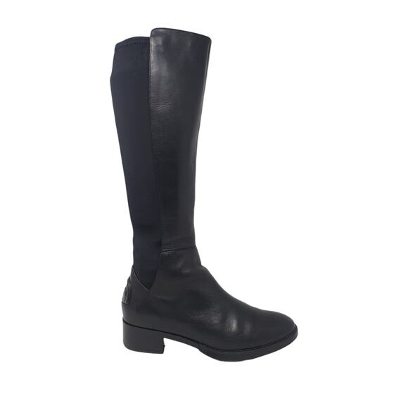 Tory Burch Caitlin Riding Stretch Tall Boot Leather Suede Black 33139 Size 6.5 - Picture 1 of 12